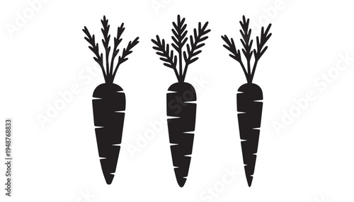black color Carrots set of silhouette vector illustration, solid white background