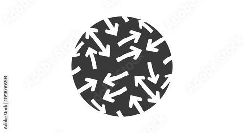 A striking circular composition of inward pointing arrows creates a bold graphic silhouette high quality professional detailed