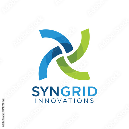 Geometric swirling pinwheel logo for smart grid technology innovations for SynGrid Innovations