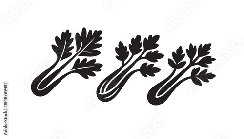 black color coriander leaves of silhouette vector illustration, solid white background