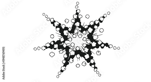 Intricate black and white abstract snowflake design with delicate details