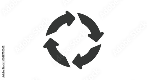 Four black arrows arranged in a circular pattern symbolizing renewal and continuous processes silhouette high quality