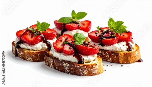sweet summer strawberry toast with cream cheese and balsamic syrup