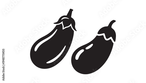 black color eggplants of silhouette vector illustration, solid white background