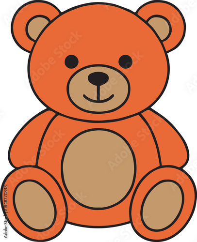Teddy Bear Colored Toy Vector Illustration On White Background