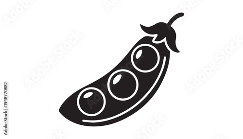 black color Snap Sugar Peas of silhouette vector illustration, solid white background