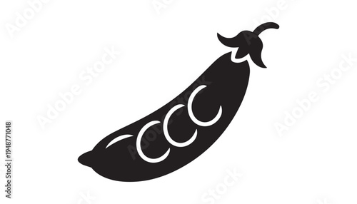 black color Snap Sugar Peas of silhouette vector illustration, solid white background