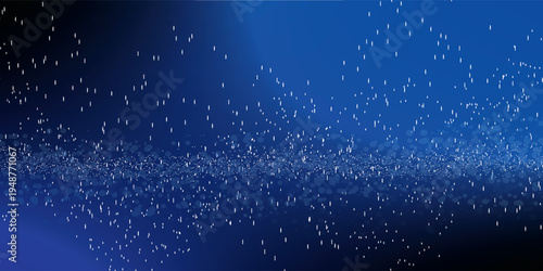 Abstract blue background with floating particles and bokeh effect.