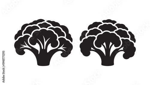 black color Broccoli of silhouette vector illustration, solid white background