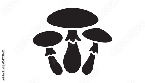 black color Mushroom set of silhouette vector illustration, solid white background
