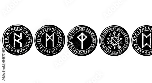 Ancient Norse Runes and Symbols on Circular Coins