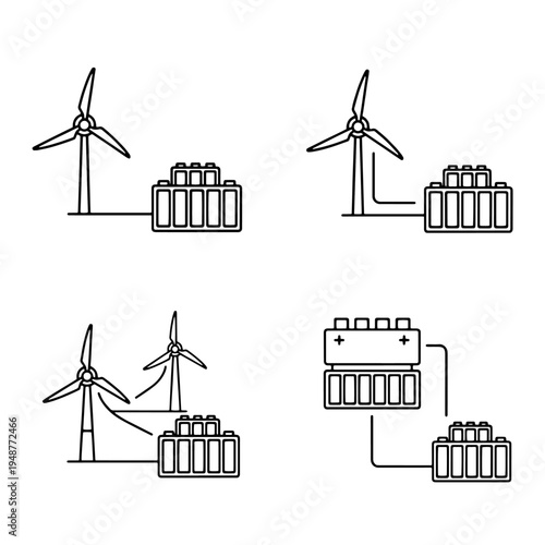 Renewable energy storage systems with wind turbines and battery banks