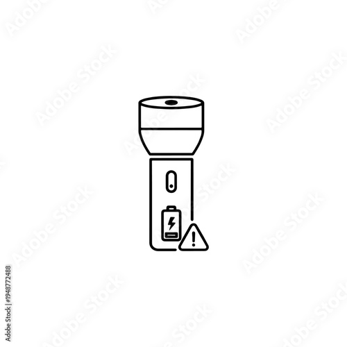 Low battery warning symbol for a flashlight icon, indicating power depletion