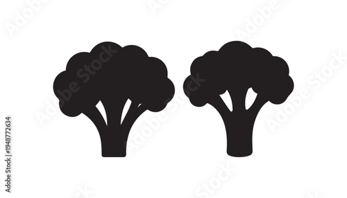 black color Broccoli of silhouette vector illustration, solid white background
