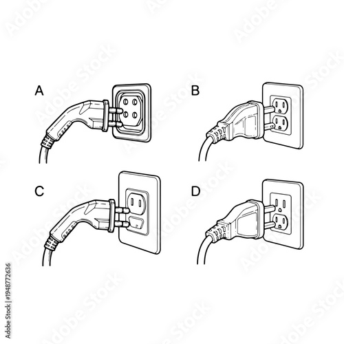 Illustrated Guide to Diverse Electrical Plug and Outlet Connections for Global Power Systems