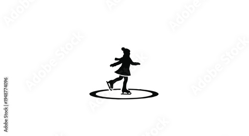 Elegant graphic representation of a person enjoying the winter sport of ice skating, showing fluid motion and the thrill of outdoor activity