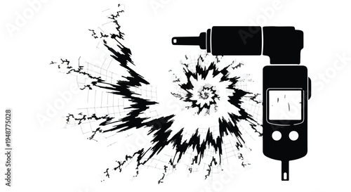Striking graphic illustration of a modern handheld power tool releasing a powerful, swirling energy burst, embodying efficient work, dynamic motion, and impactful performance