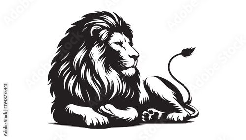 black color lion of silhouette vector illustration, solid white background
