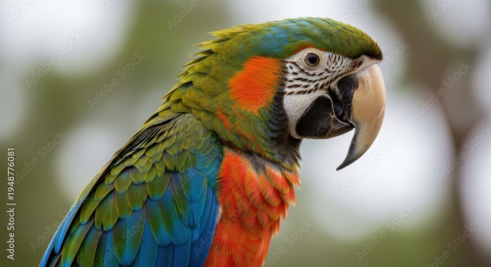 Obraz premium Vibrant Portrait of a Chestnut-Fronted Macaw in Natural Light.