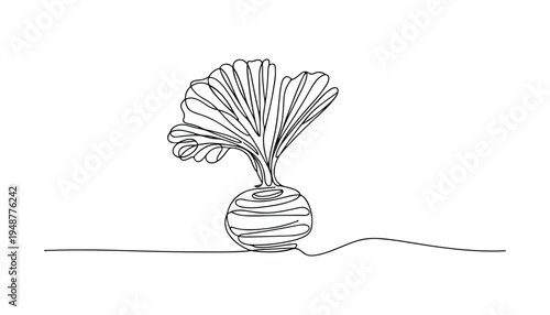 One continuous line illustration of an Radishes vegetable , isolated on white background.