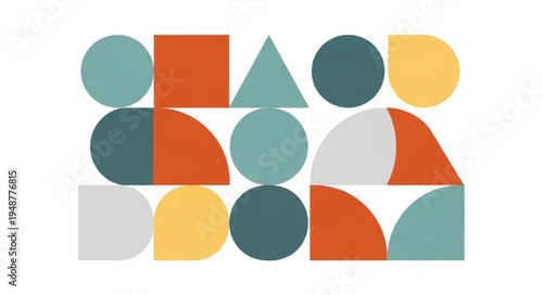 Abstract Geometric Shapes Composition Colorful Modern Design.