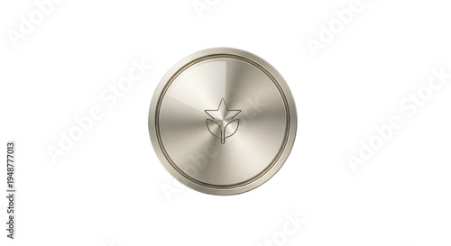 Silver Metal Disc with Central Indentation.