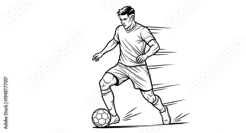 Man Playing Soccer Illustration Dynamic Action Shot.