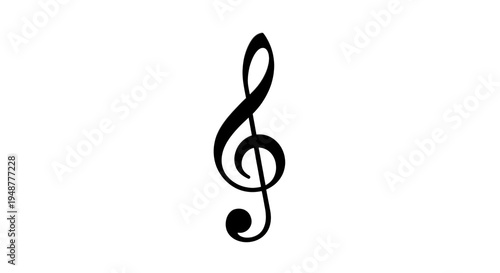 Black Treble Clef Music Symbol Isolated.