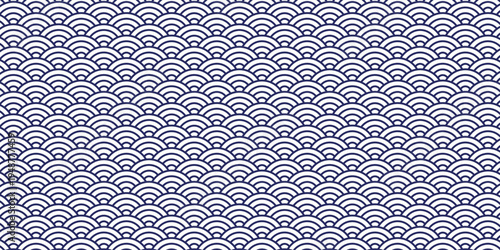 Japanese Seigaiha Wave Pattern Gold Seamless Background
