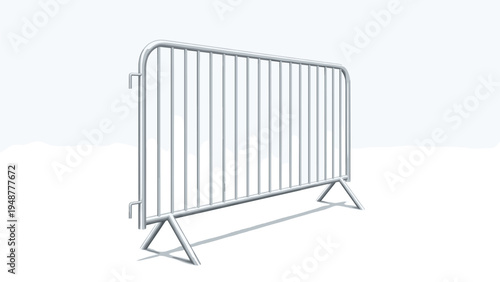 Sturdy metal crowd control barrier commonly used for events and safety standing against a plain light background.