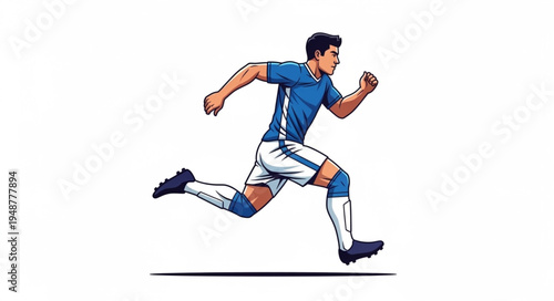 Soccer Player Running Fast During Game Action.