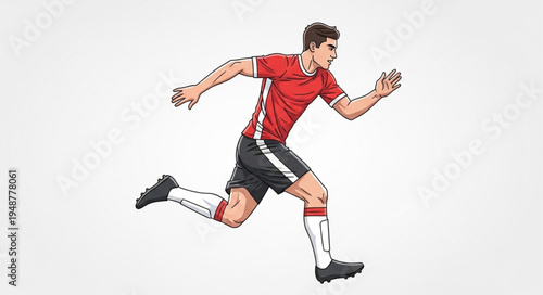 Soccer Player Running Fast During Game Action.