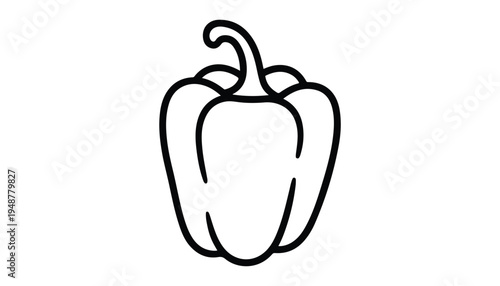 One continuous line illustration of an Capsicums vegetable , isolated on white background.