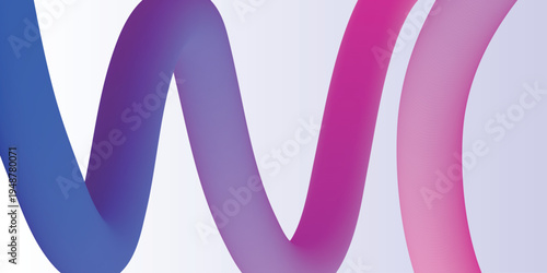 Minimal 3D Gradient Wave Ribbons – Blue Purple Pink Flowing Lines on Light Background for Modern Banner, Website Hero, Presentation