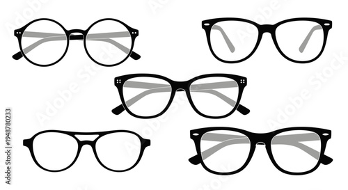 Collection of Diverse Eyeglasses Styles, Fashionable Spectacles for Vision Correction and Style