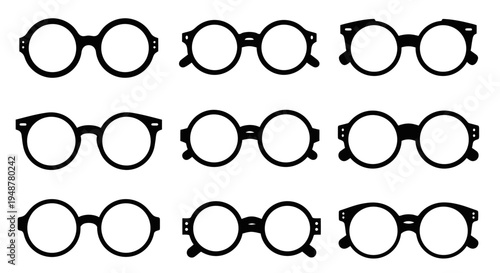 Collection of Vintage Round Eyeglasses, Retro Spectacles, Optical Frames Assortment