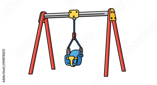 Child's Swing Set with Blue Seat on White Background - Playtime Fun