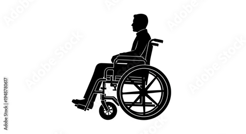 Silhouette of a Man in a Wheelchair, Disability Symbol, Accessibility Concept