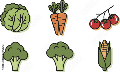 set of fresh vegetables