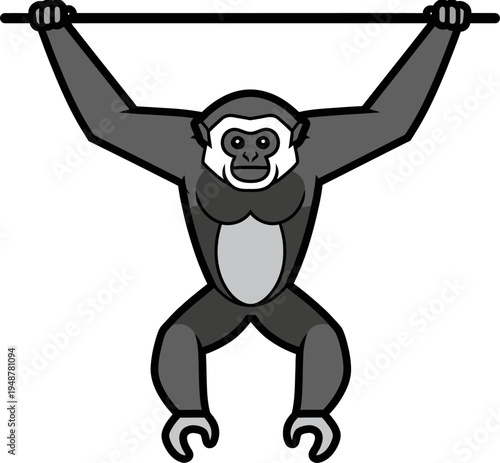monkey icon hanging with happiness animation