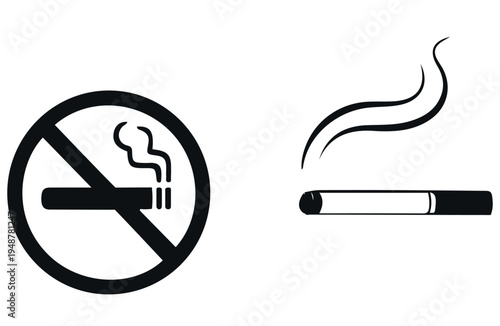 Print No Smoking Symbol Cigarette Smoke Inside Stock Vector