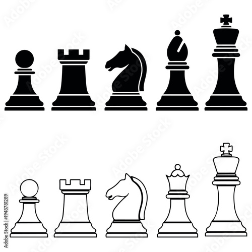 Set White Black Chess Arranged One Stock Vector