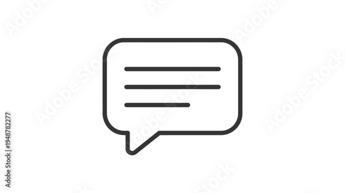 Minimalist blue speech bubble icon with three horizontal lines, symbolizing communication, messaging, conversation, and digital chat features in modern apps, websites, and social media platforms.