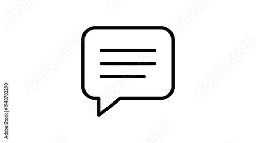Minimalist blue speech bubble icon with three horizontal lines, symbolizing communication, messaging, conversation, and digital chat features in modern apps, websites, and social media platforms.