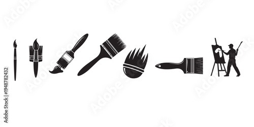 Painting and art tools silhouette