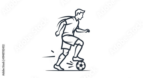Soccer Player Kicking Ball in Dynamic Pose Sketch.