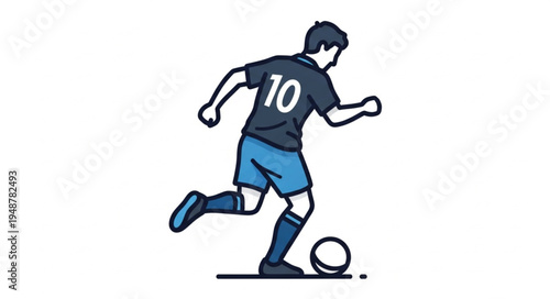 Young Soccer Player Kicking Ball During Game.