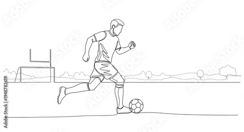Soccer player running with ball sketch.