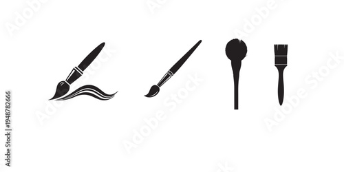 Collection of makeup brushes and tools