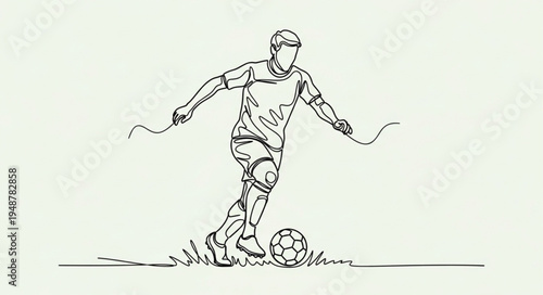 Sketch of a soccer player dribbling a ball.